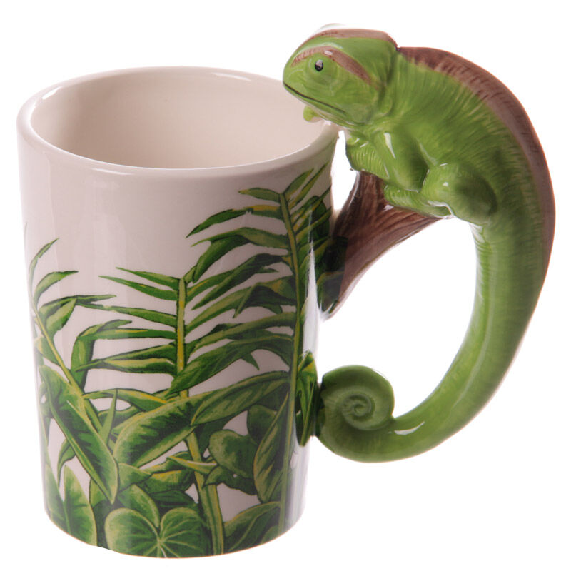 Shaped Handle Ceramic Mug - Chameleon