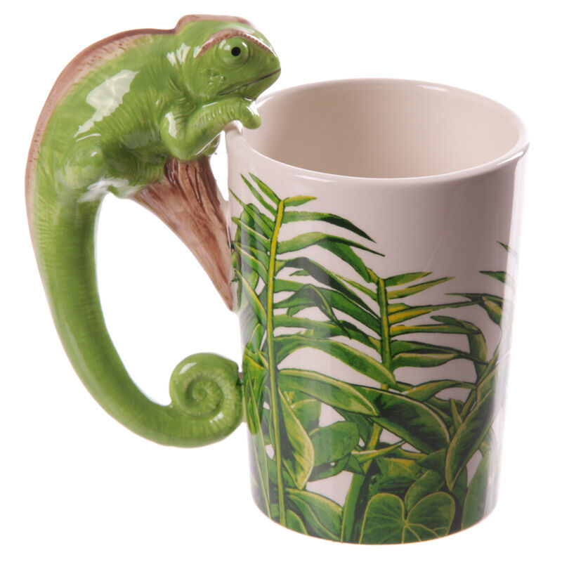 Shaped Handle Ceramic Mug - Chameleon