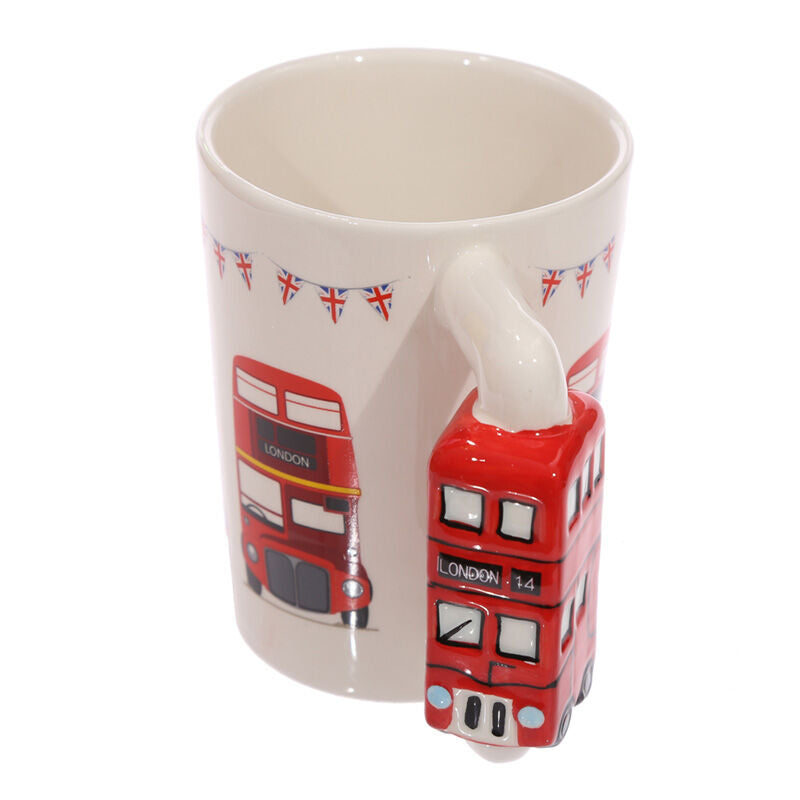 Shaped Handle Ceramic Mug - London Icons Red Routemaster Bus