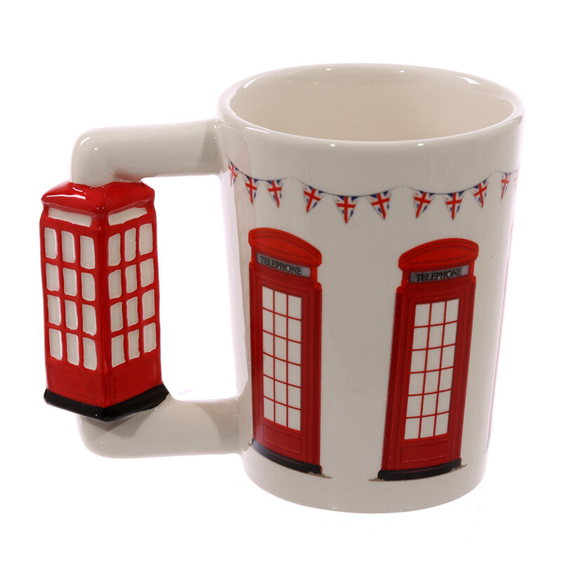 Shaped Handle Ceramic Mug - London Icons Telephone Box