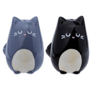 Ceramic Salt & Pepper Set - Feline Fine Black & Grey Cats