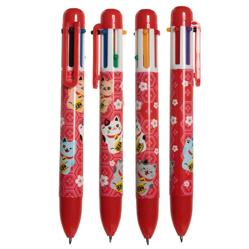 Multi Colour Pen (6 Colours) - Lucky Cat Maneki Neko