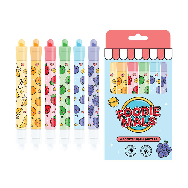 Scented Erasable Highlighter Set of 6 - Foodiemals Fruit