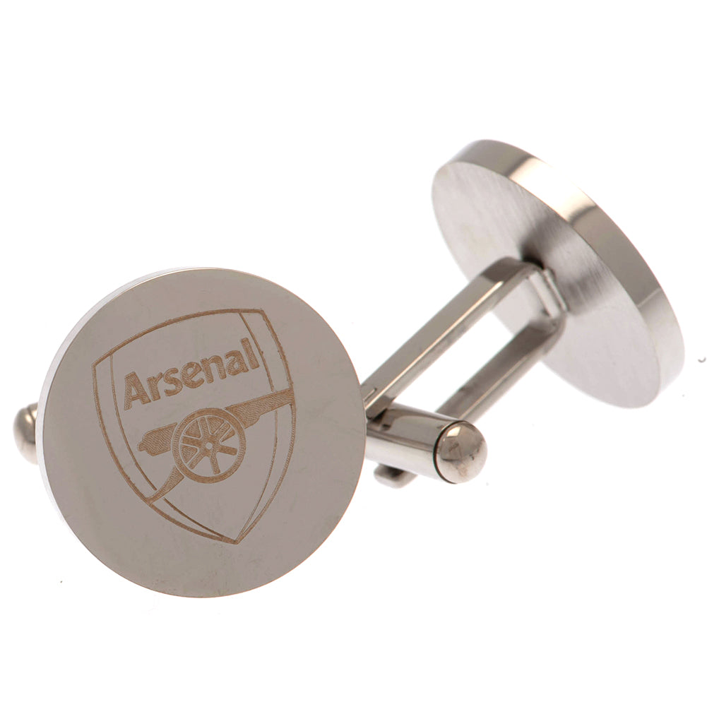 Arsenal FC Stainless Steel Round Cufflinks - Officially licensed merchandise.