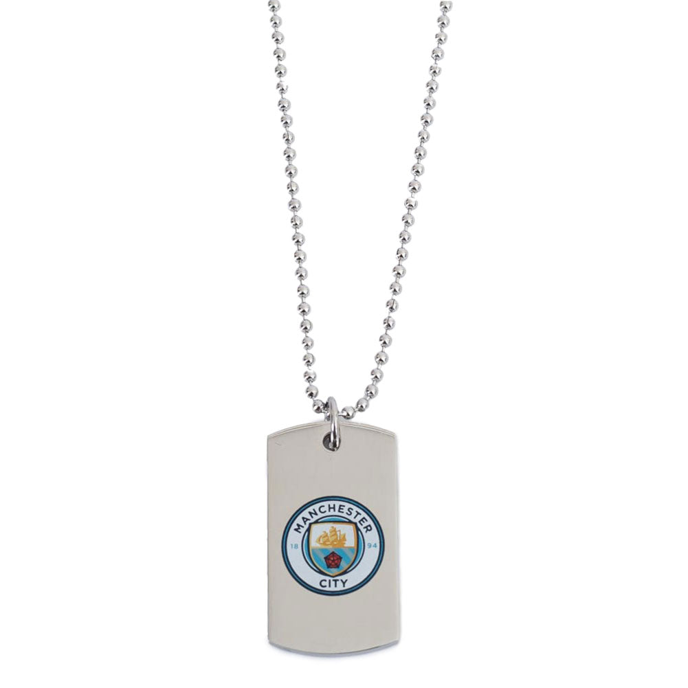 Manchester City FC Colour Crest Dog Tag & Chain