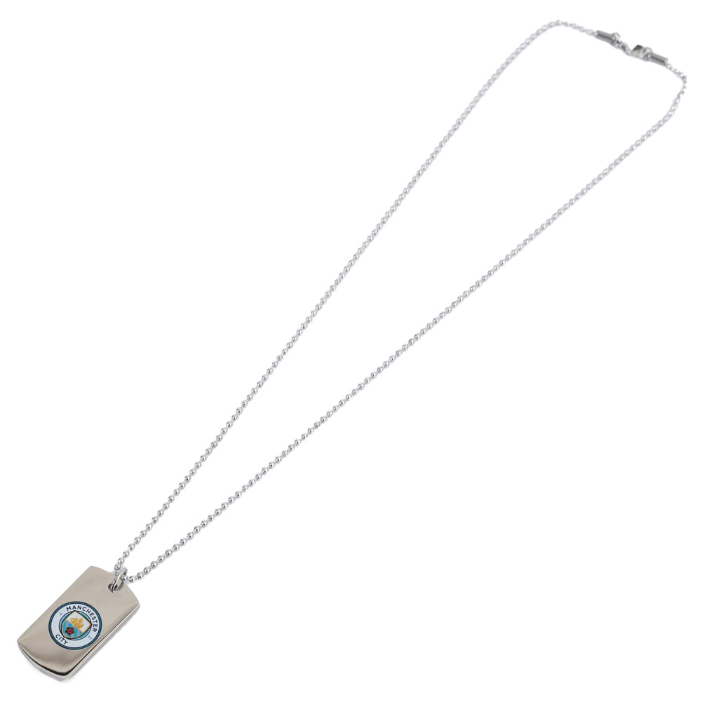 Manchester City FC Colour Crest Dog Tag & Chain