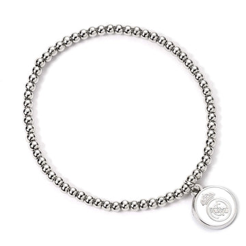 Real Madrid CF Silver Finish Bead Bracelet