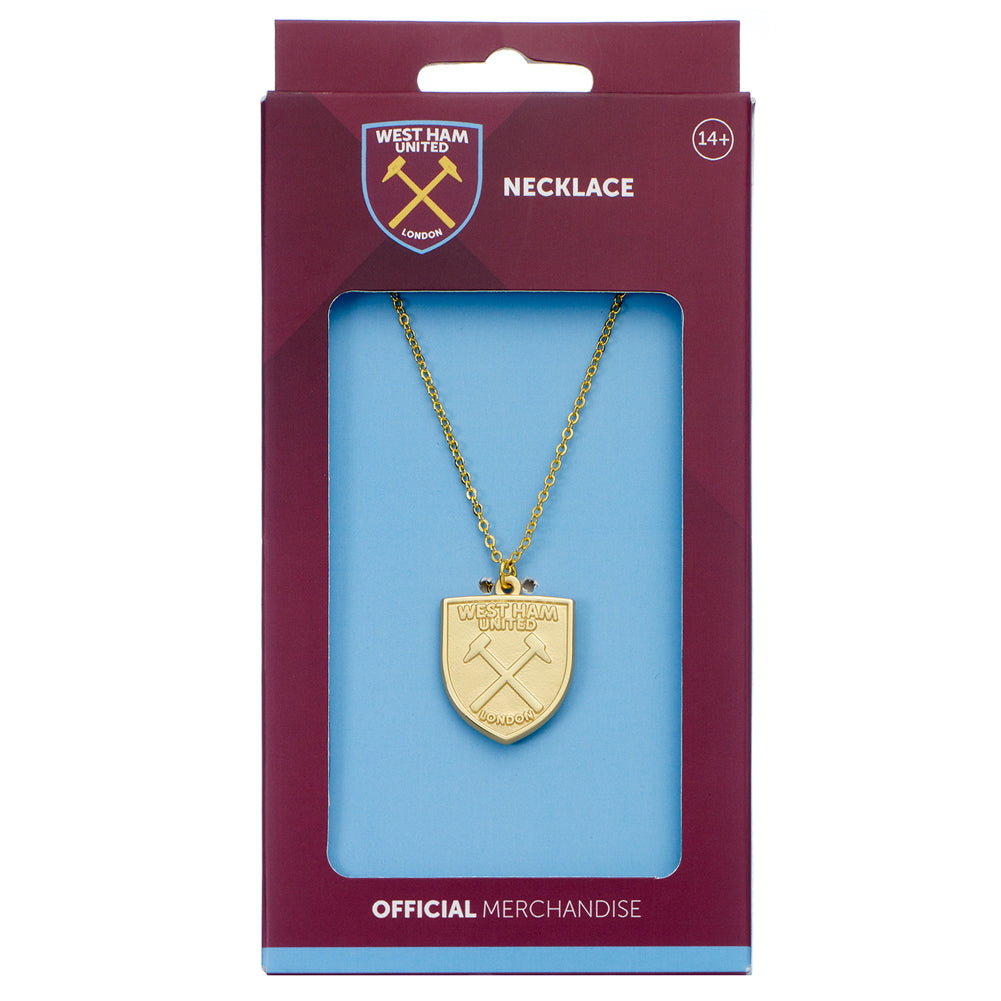West Ham United FC Gold Finish Crest Necklace