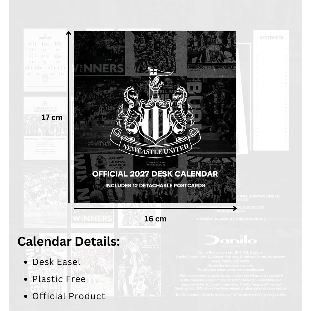 Newcastle United FC Desktop Calendar 2027
