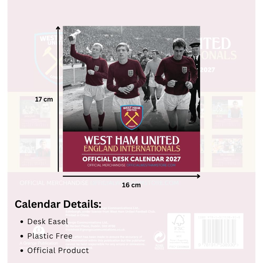 West Ham United FC Desktop Calendar 2027
