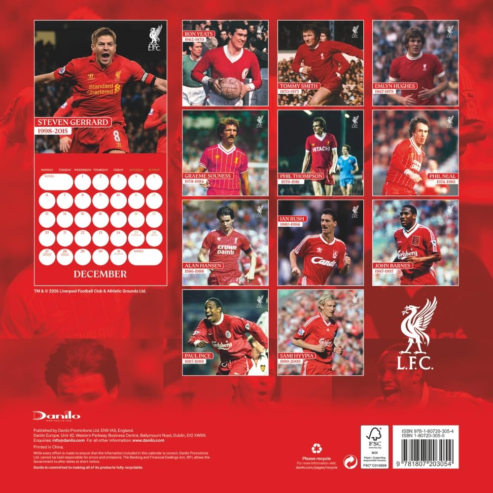 Liverpool FC Legends Square Calendar 2027