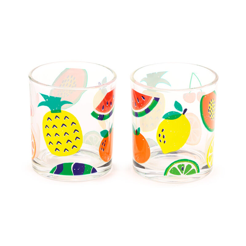 Glass Tumbler Set of 2 250ml - Summer Fruits