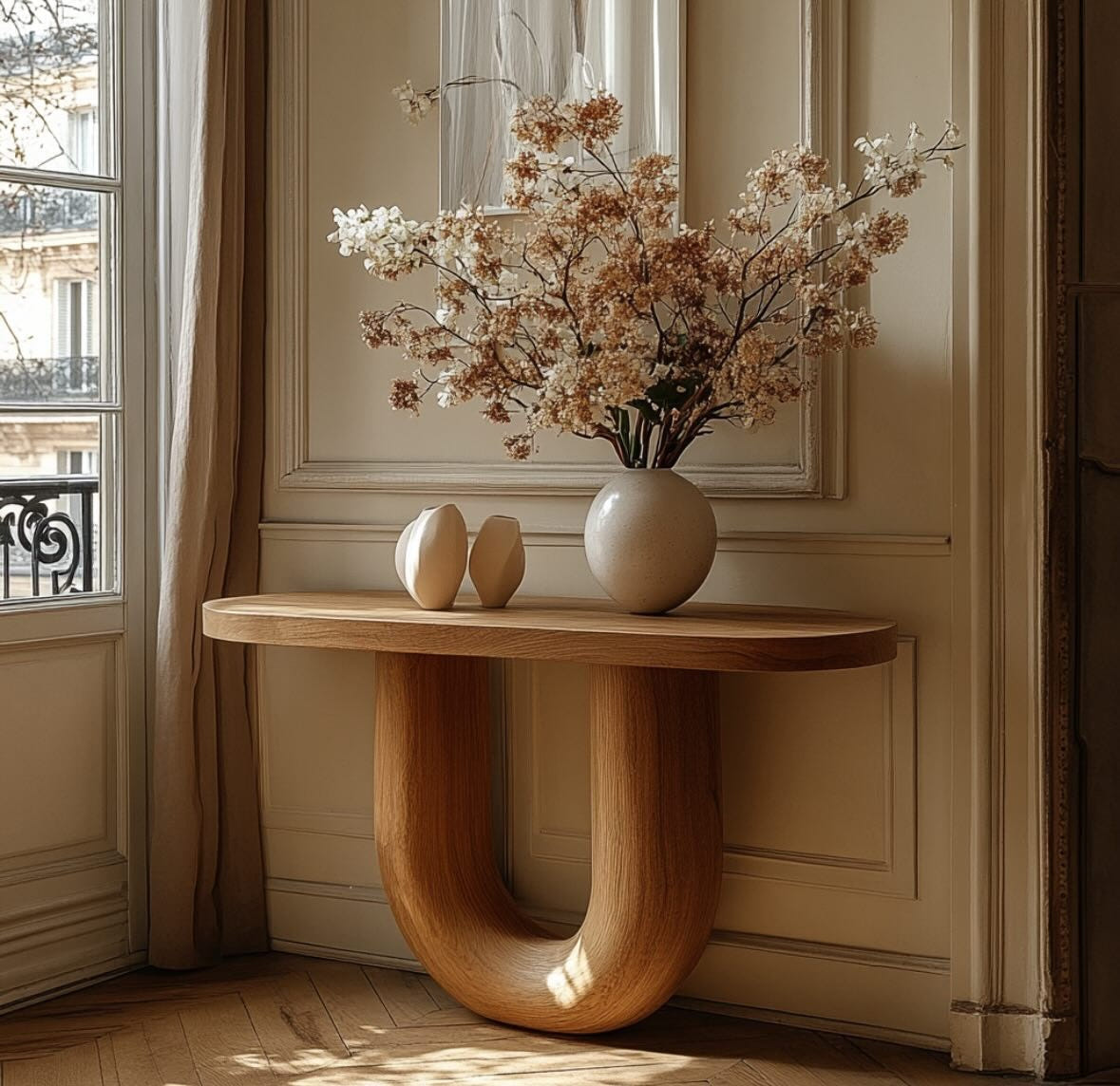 Ellora U-Base Console Table | Oak-Ish Solid Mango Wood Default Title