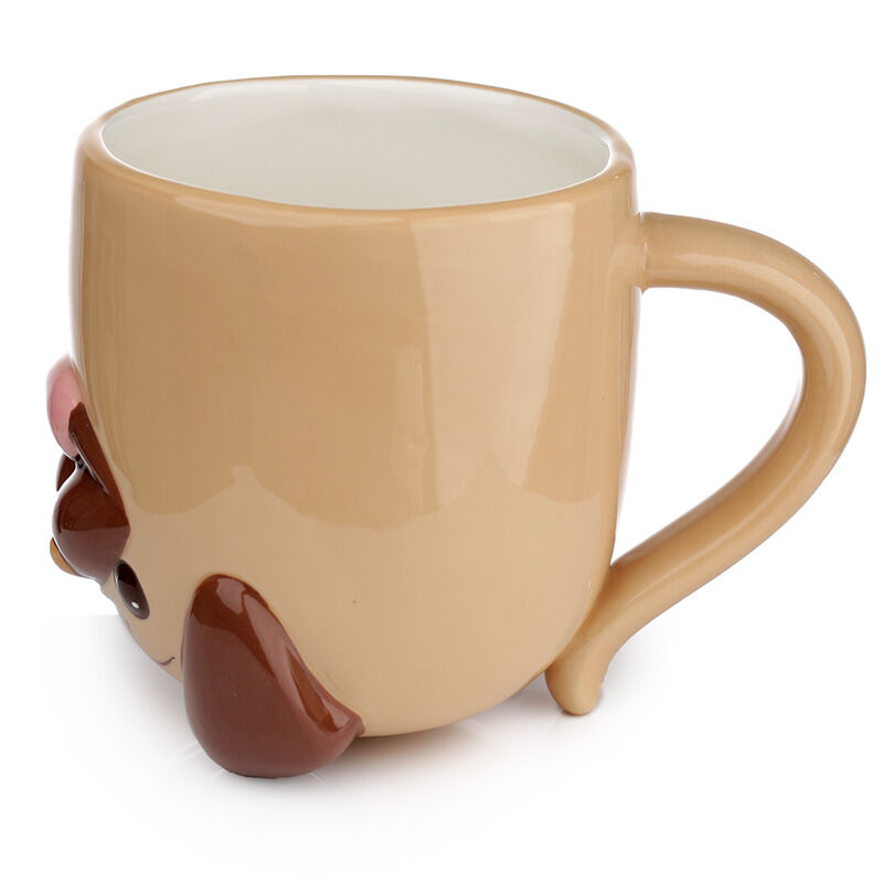 Novelty Upside Down Ceramic Mug - Mopps Pug