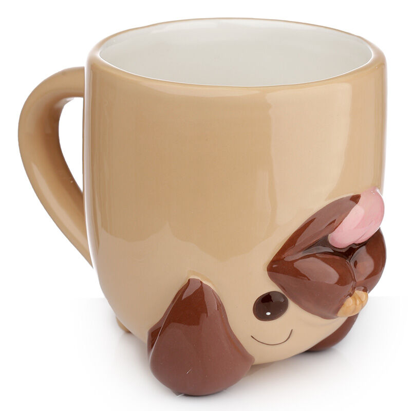 Novelty Upside Down Ceramic Mug - Mopps Pug