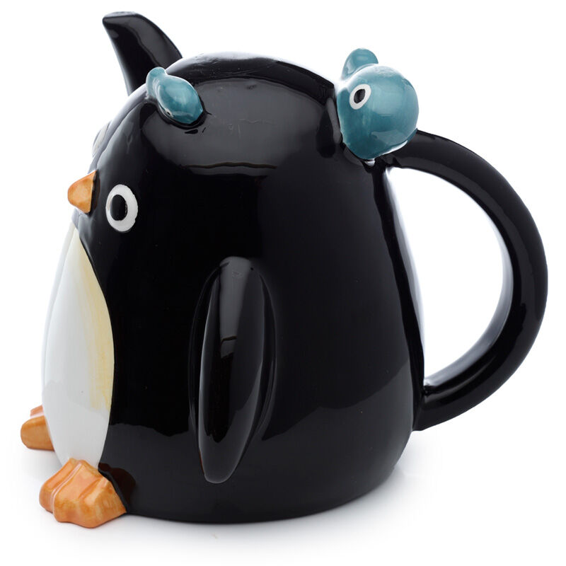 Novelty Upside Down Ceramic Mug - Huddle Penguin