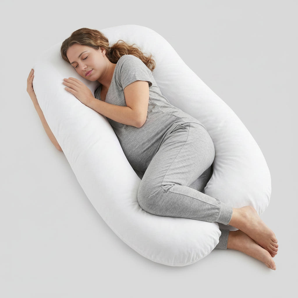 Pregnancy Pillow – U Shaped Full Body Maternity Pillow for Side Sleeping White