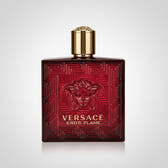 Versace Eros Flame perfume bottle with gold cap on a white background