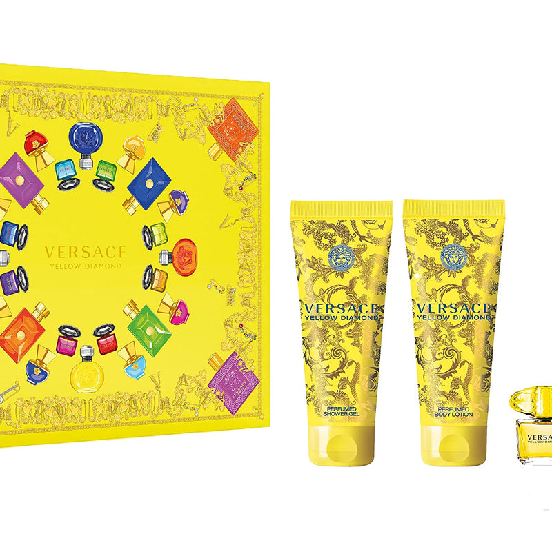 Versace Yellow Diamond Gift Set 90ml EDT + 100ml Body Lotion + 100ml Shower Gel + 5ml EDT