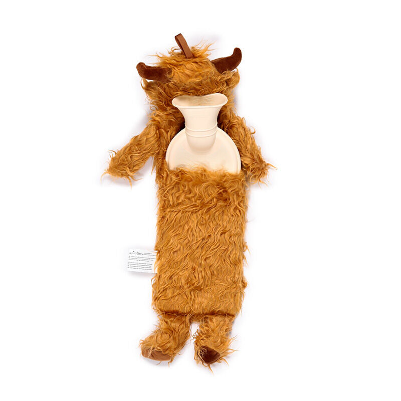 Hot Water Bottle with Plush Cover Long - Highland Coo
