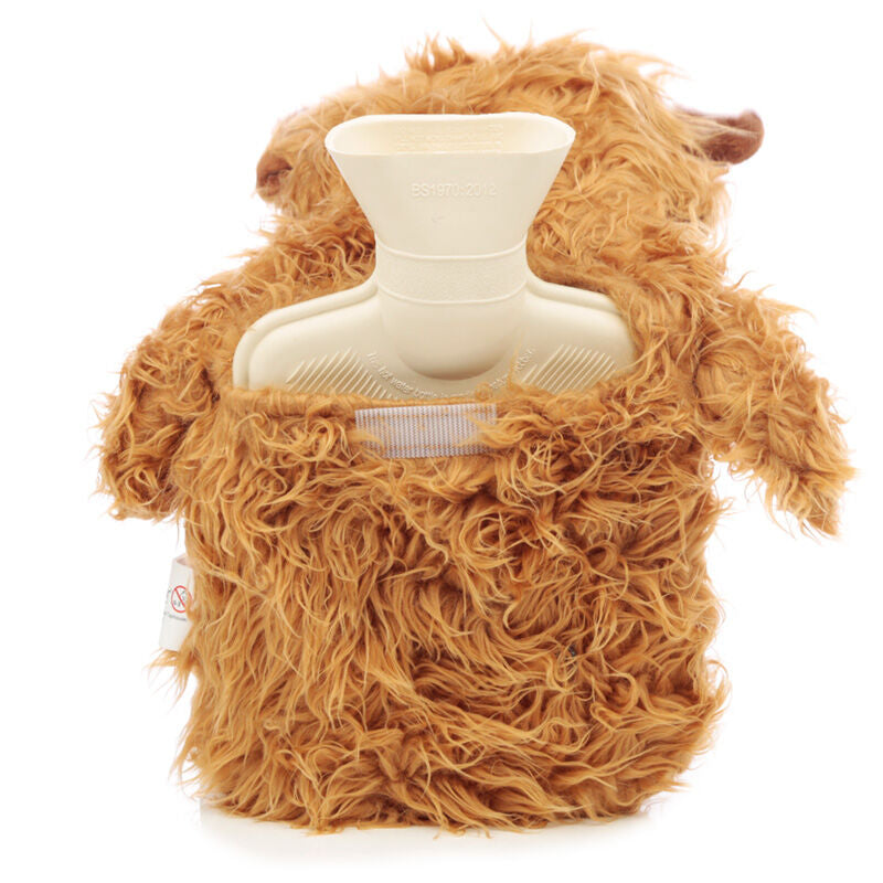 Hot Water Bottle with Plush Cover 650ml - Highland Coo