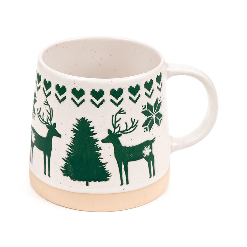 Stoneware Mug - Green Reindeer