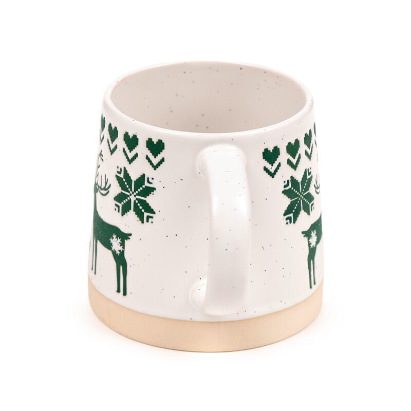 Stoneware Mug - Green Reindeer