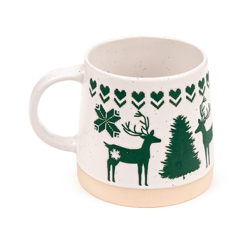 Stoneware Mug - Green Reindeer