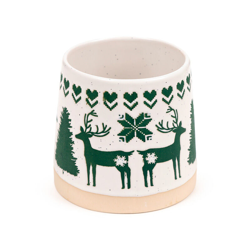Stoneware Mug - Green Reindeer