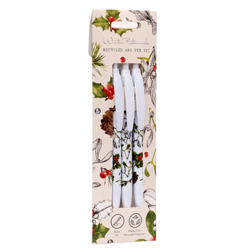 Recycled ABS 3 Piece Pen Set - Christmas Winter Botanicals