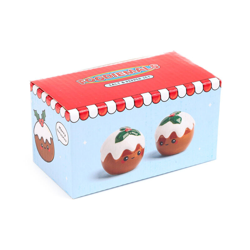 Ceramic Salt & Pepper Set - Foodiemals Christmas Pudding