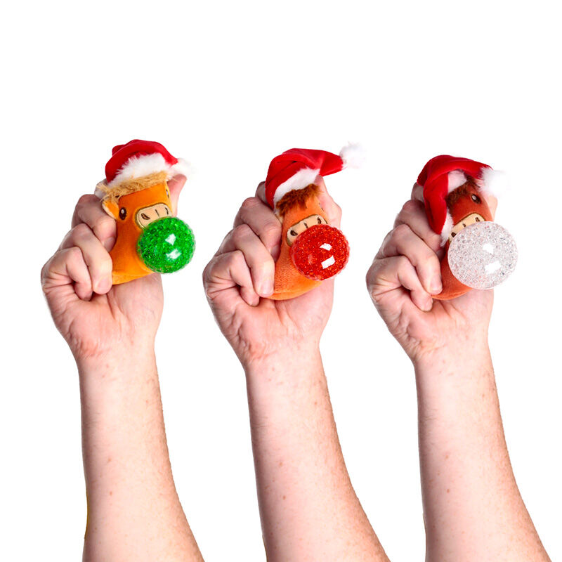 Queasy Squeezies Fidget Toy - Christmas Hat Highland Coo