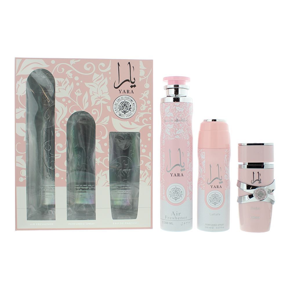 Lattafa Perfumes Yara Gift Set 100ml Eau de Parfum + 300ml Air Freshener + 200ml Perfumed Spray