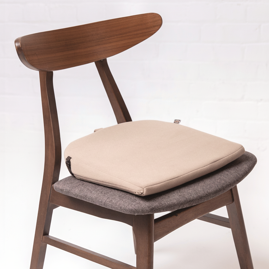 Seat Wedge Cushion for Car & Office Chair with Adjustable Strap Beige