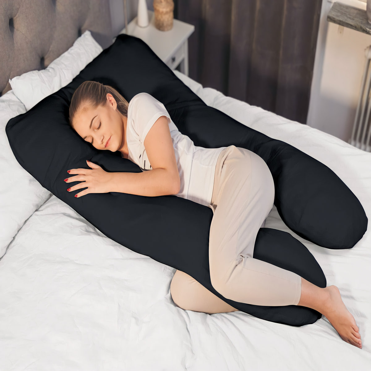 U Shaped Pregnancy Pillow UK Full Body Maternity Body Pillow Black