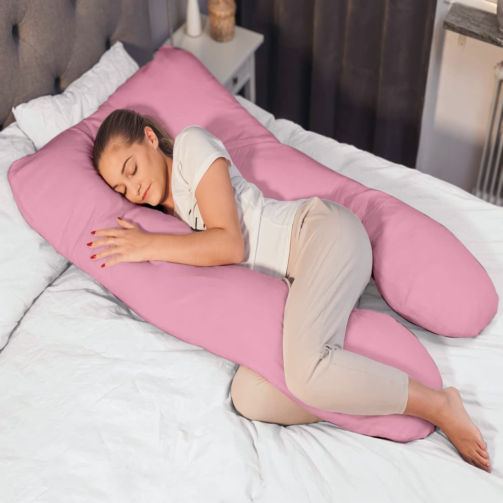 U Shaped Pregnancy Pillow UK Full Body Maternity Body Pillow Pink