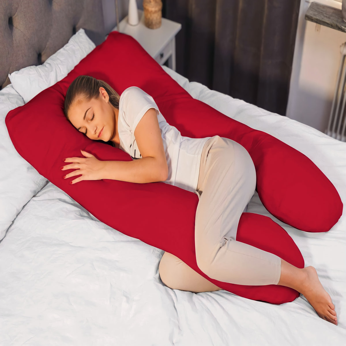U Shaped Pregnancy Pillow UK Full Body Maternity Body Pillow Red