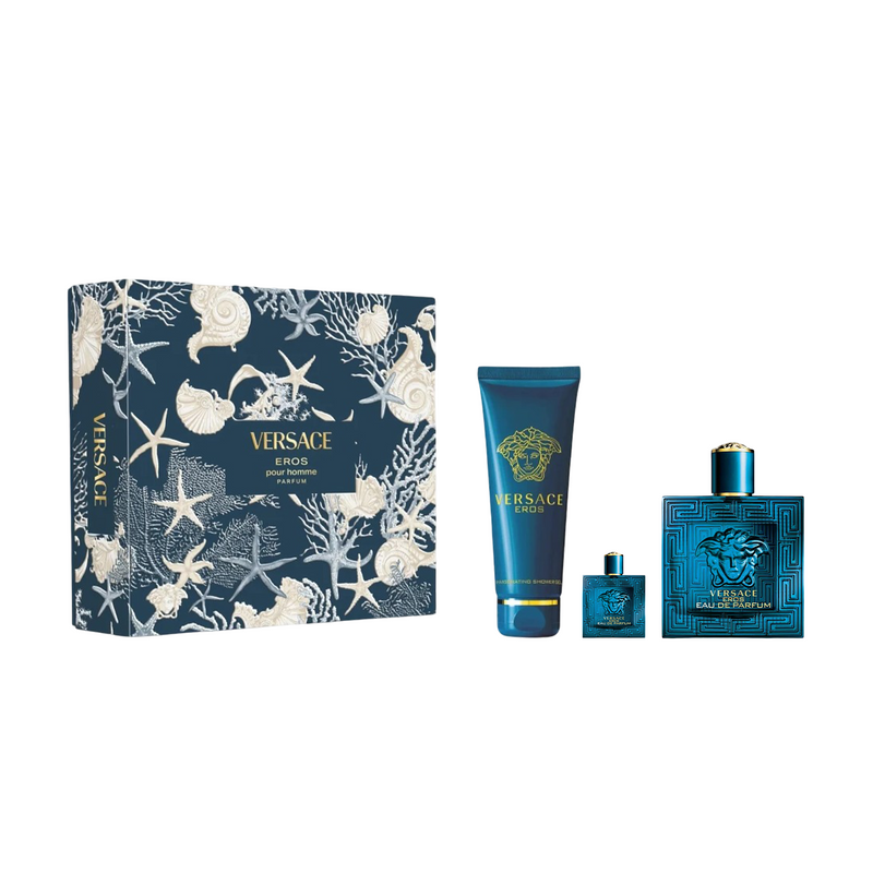 Versace Eros Gift Set 100ml EDP + 5ml EDP + 150ml Bath and Shower Gel