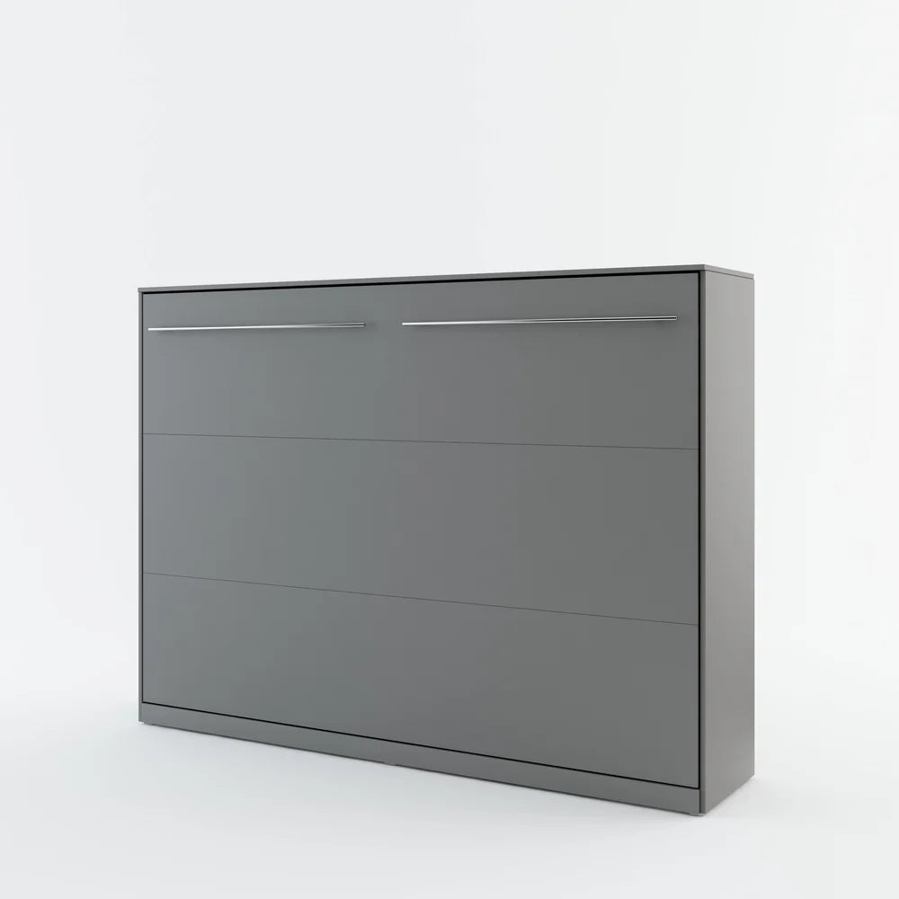 Double (140cm) Horizontal Wall Bed with Cabinet Grey Matt