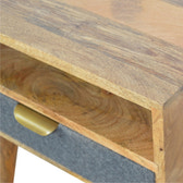Grey Tweed Bedside with Open Slot Bedside Table