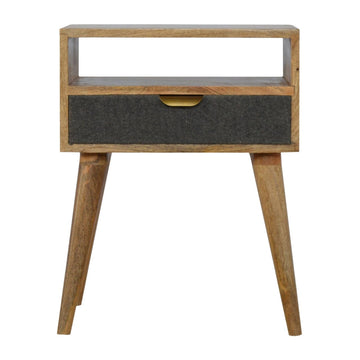 Grey Tweed Bedside with Open Slot Bedside Table