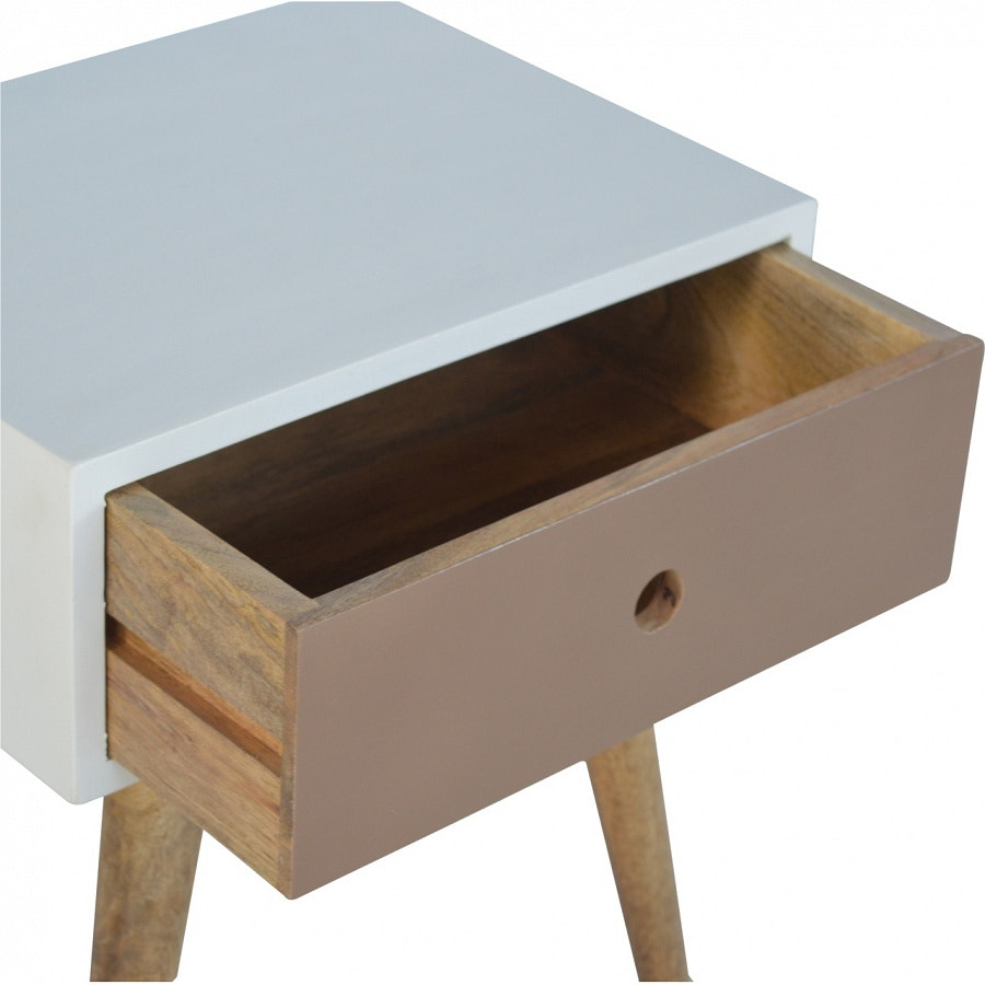 Mocha Bedside Table | White Solid Mango Wood