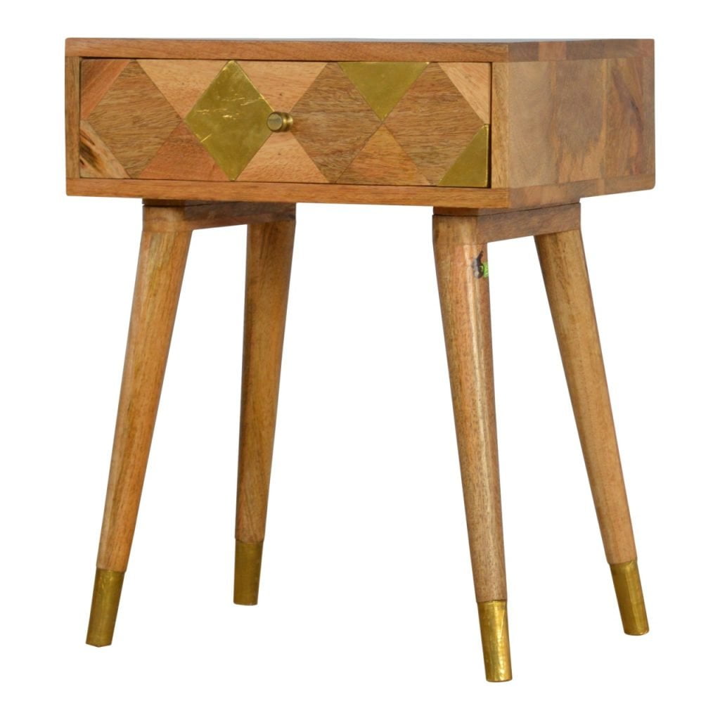 1-Drawer Gold Brass Bedside Table