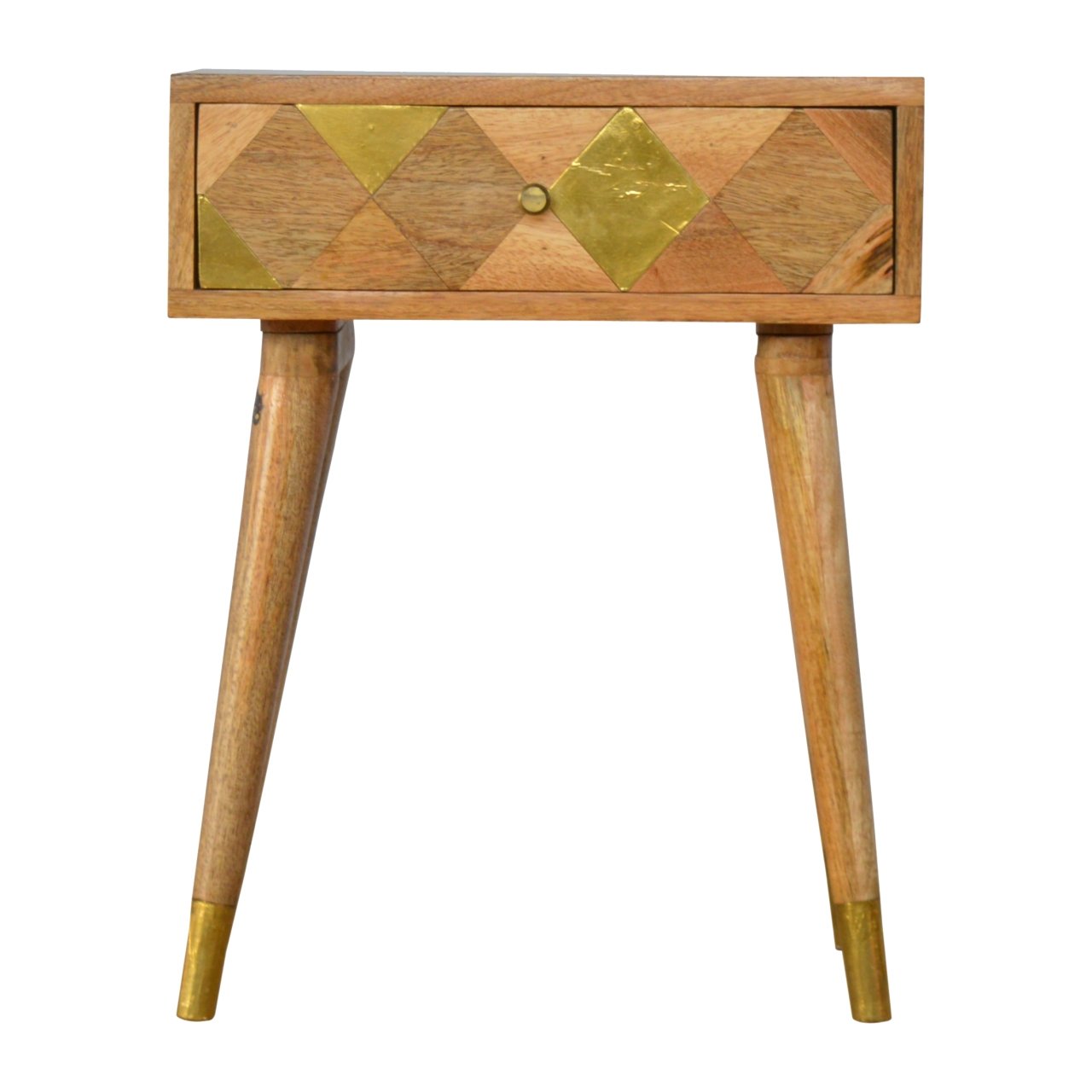 1-Drawer Gold Brass Bedside Table
