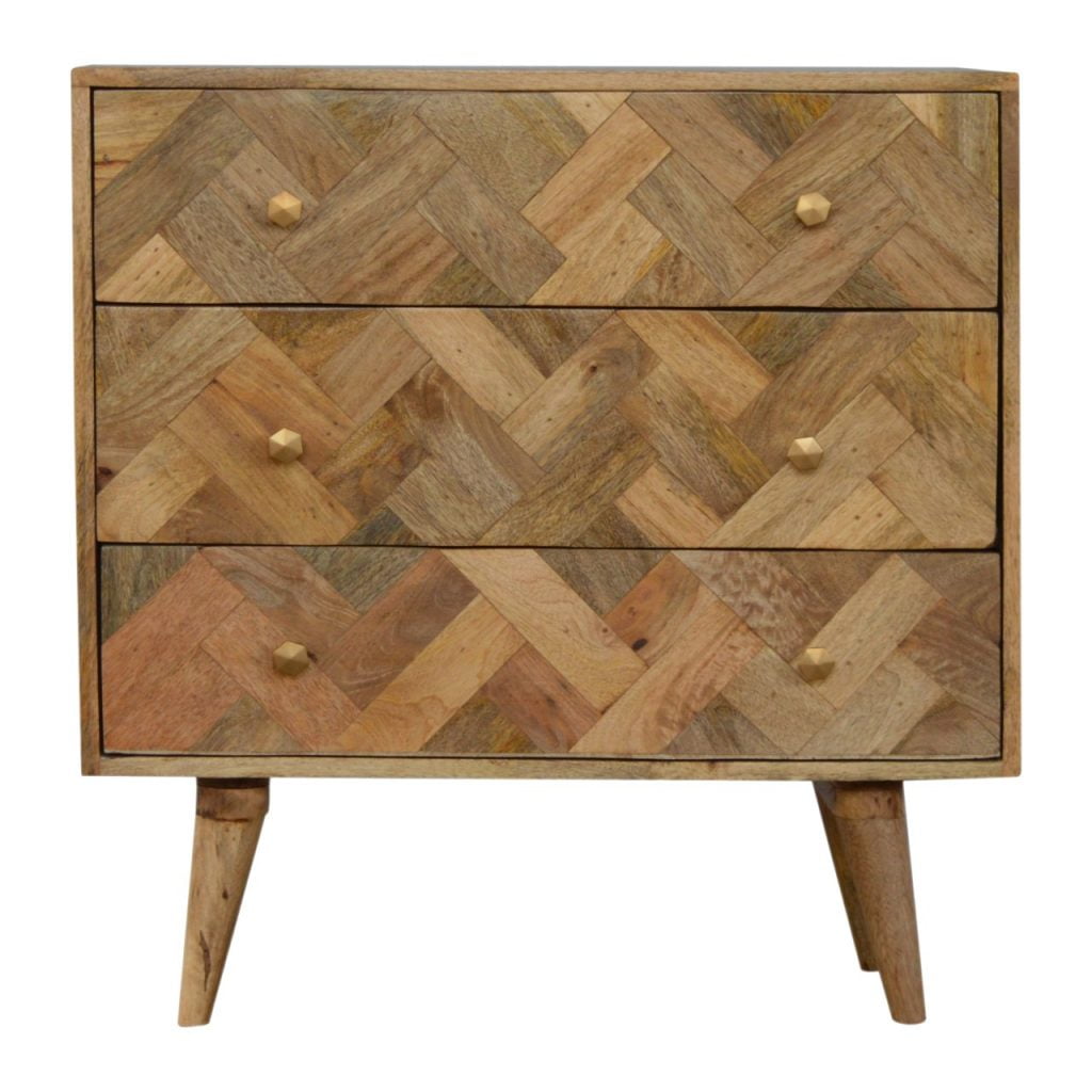 3-Drawer Zig-Zag Patterned Patchwork Chest of Drawers