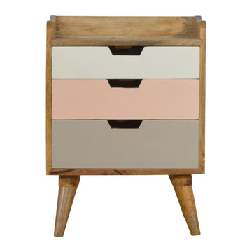 Pink Hand Painted Cut out Bedside Table | Hand-Painted Mango Wood
