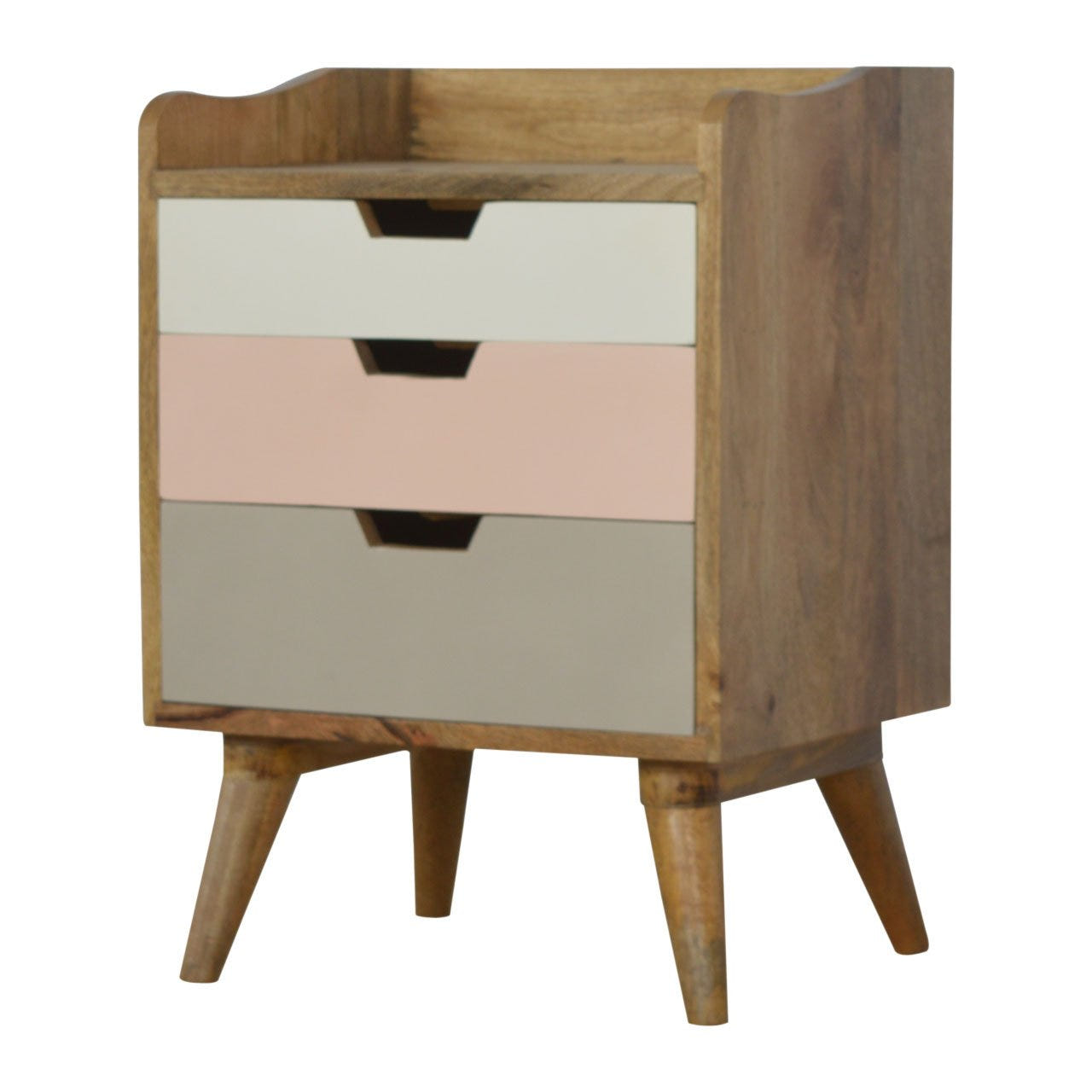 Pink Hand Painted Cut out Bedside Table | Hand-Painted Mango Wood