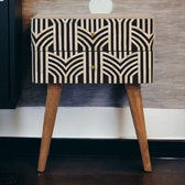 Edessa Bone Inlay Bedside Table | Oak-Ish Solid Mango Wood