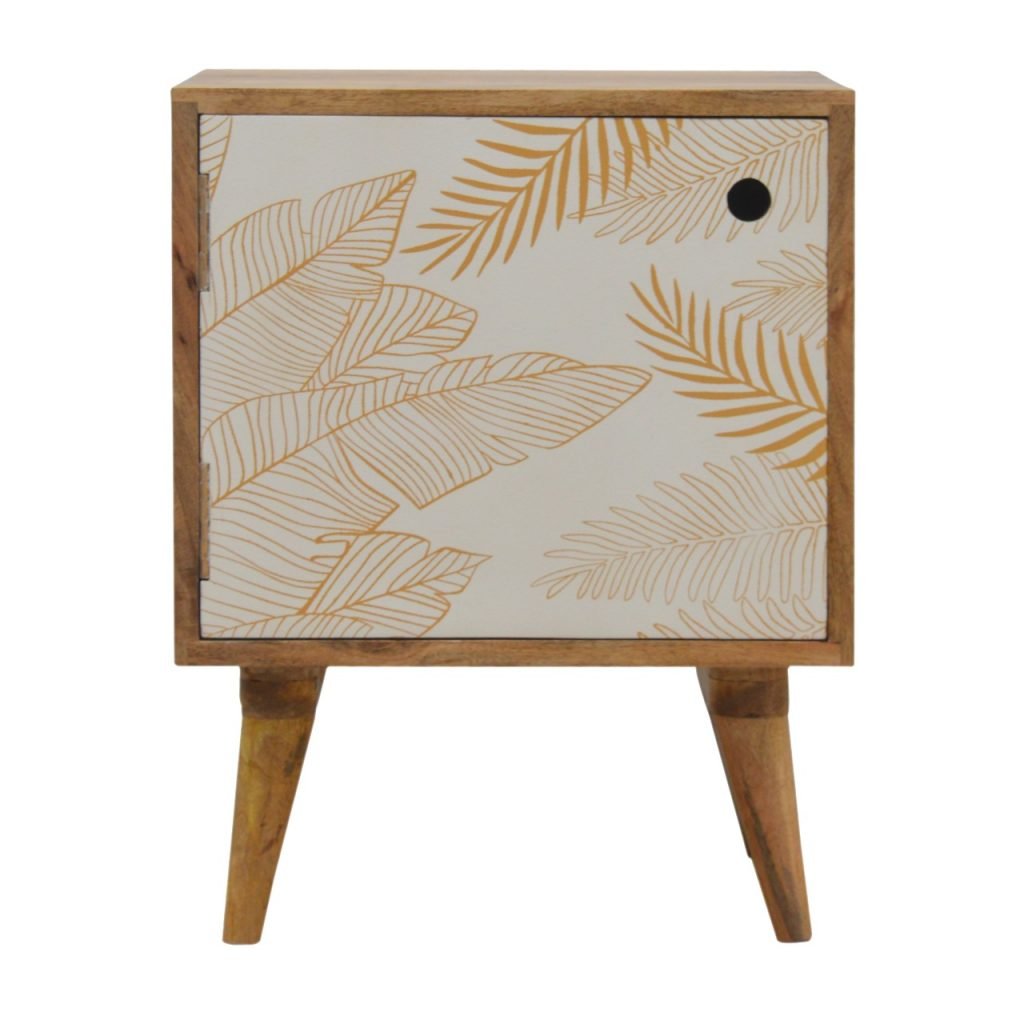 Leaf Screen-printed Bedside Table