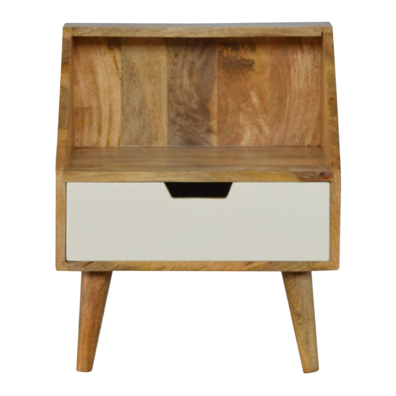 White Painted Raised Back Bedside Table